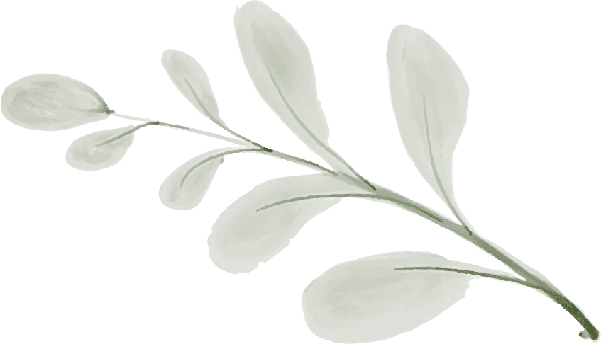 Watercolor illustration of a simple stem with leaves