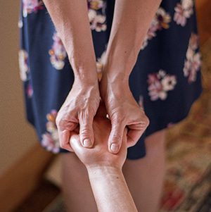 hand-massage Pressure technique on a client's hand during a relaxing massage in Big Sky Montana